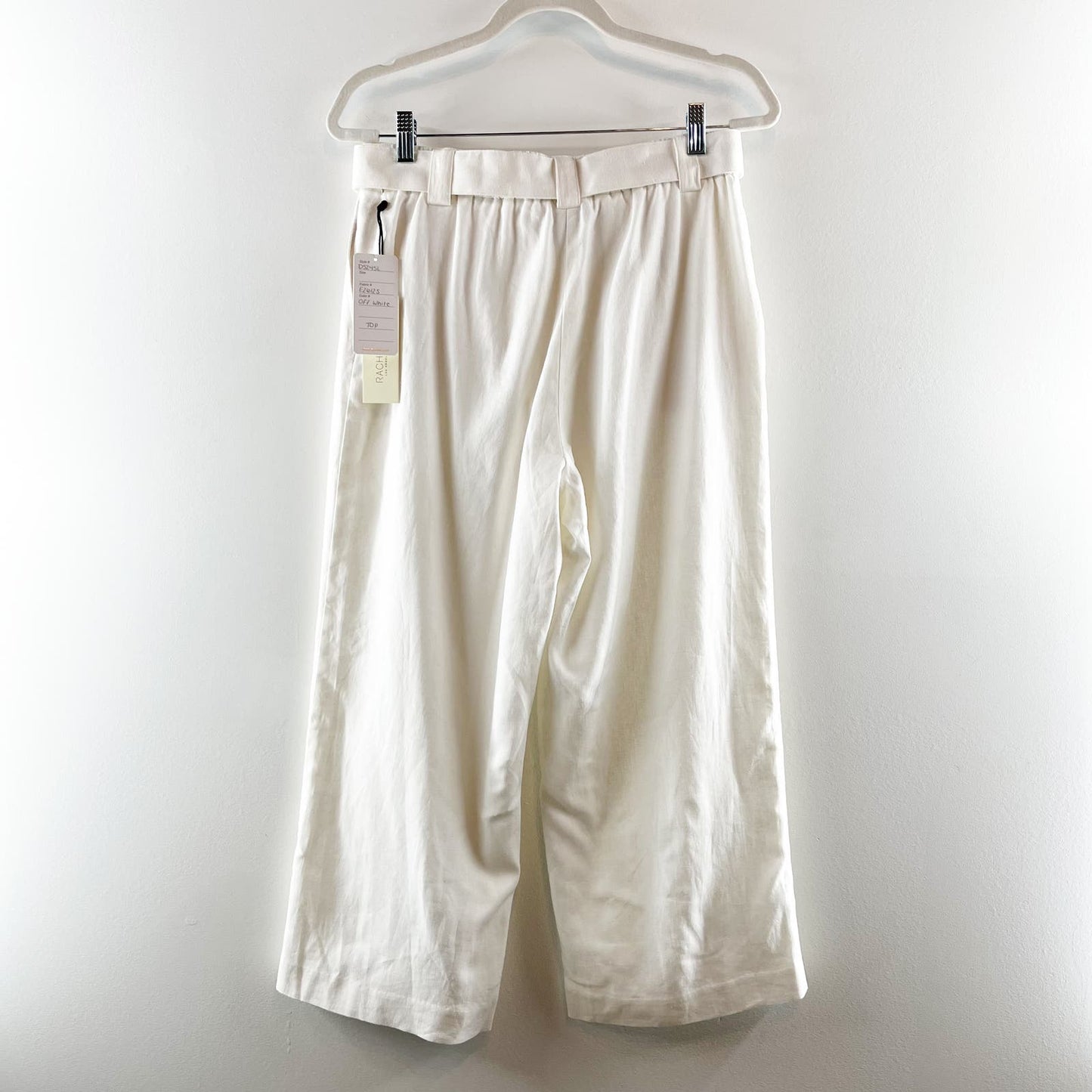 Rachel Zoe Wide Leg Linen Blend Cropped Pants With Belt White 8