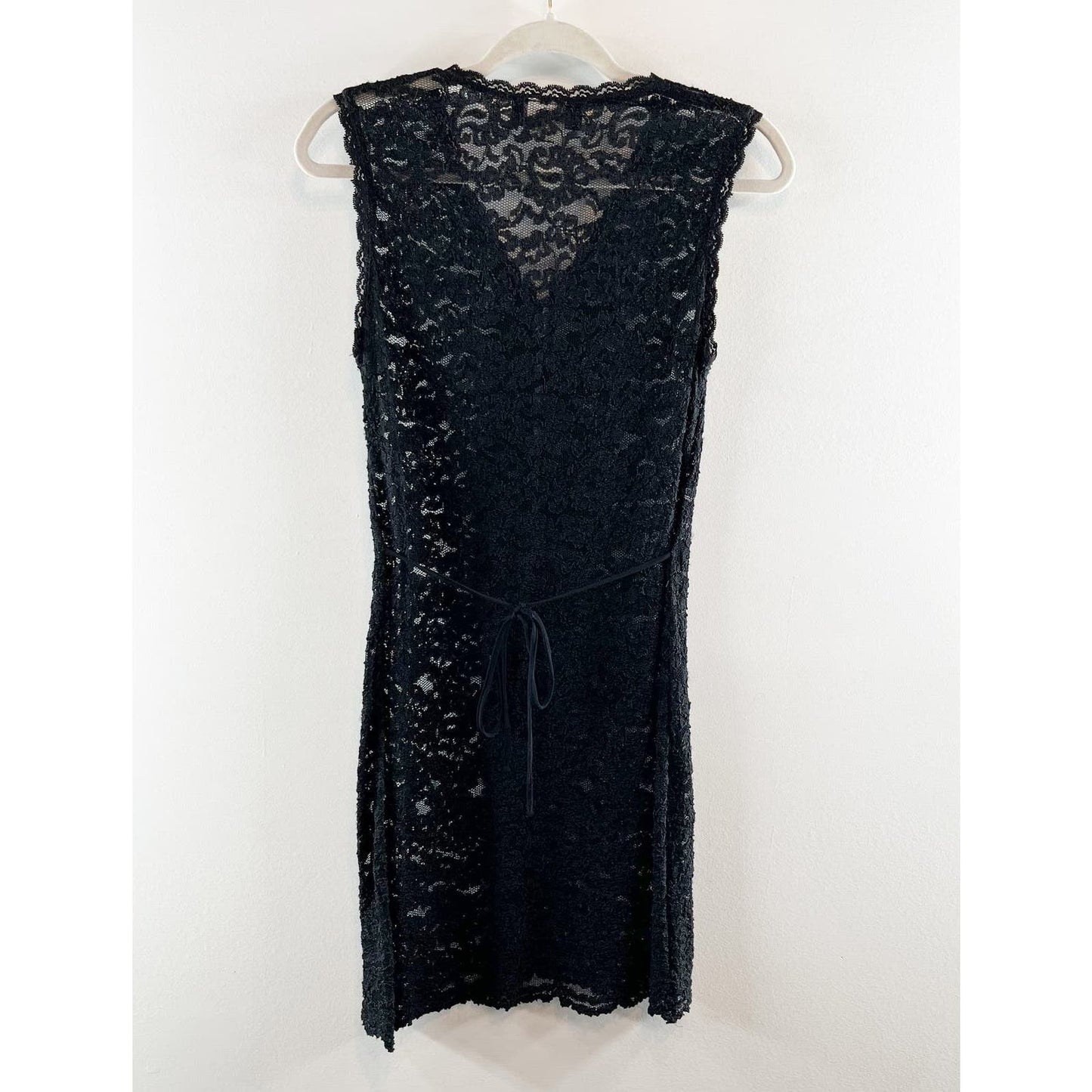 Laundry By Shelli Segal Sleeveless Sheer Front Buttoned Lace Mini Dress Black 10