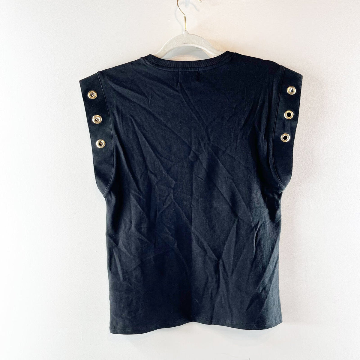 Nation LTD Grommet Trim Pima Cotton Tank Top Black XS