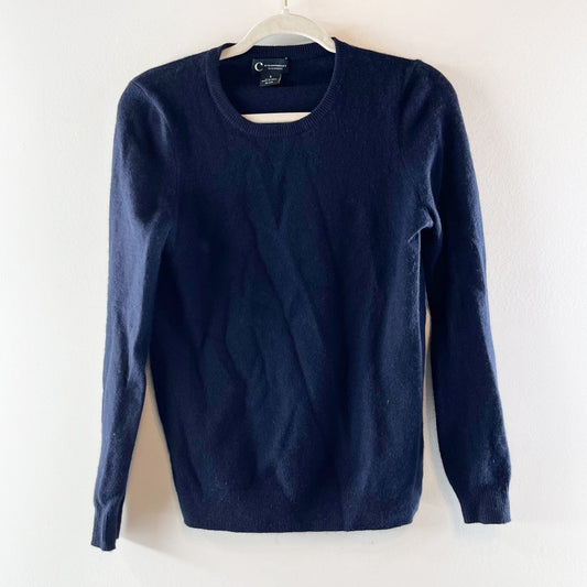 C By Bloomingdales Cashmere Long Sleeve Crewneck Sweater Navy Blue Small