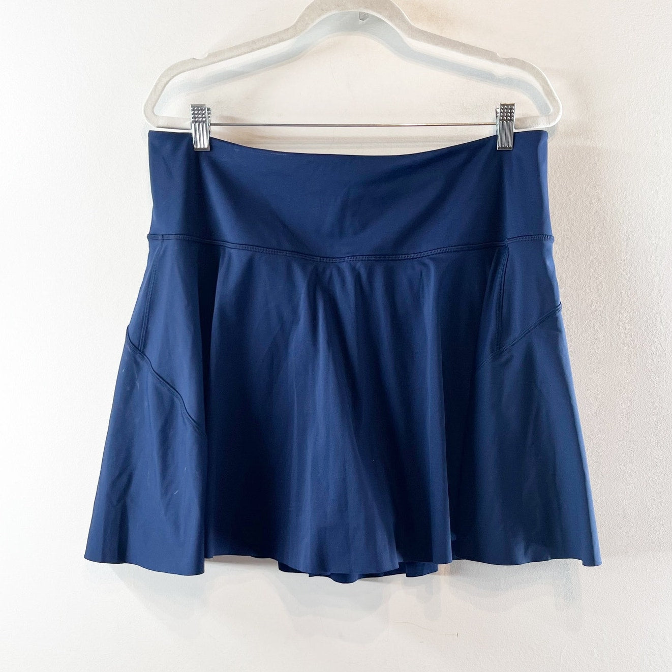 Athleta Ace High Rise A Line Tennis Mini Skirt 15.5" Navy Blue 1X