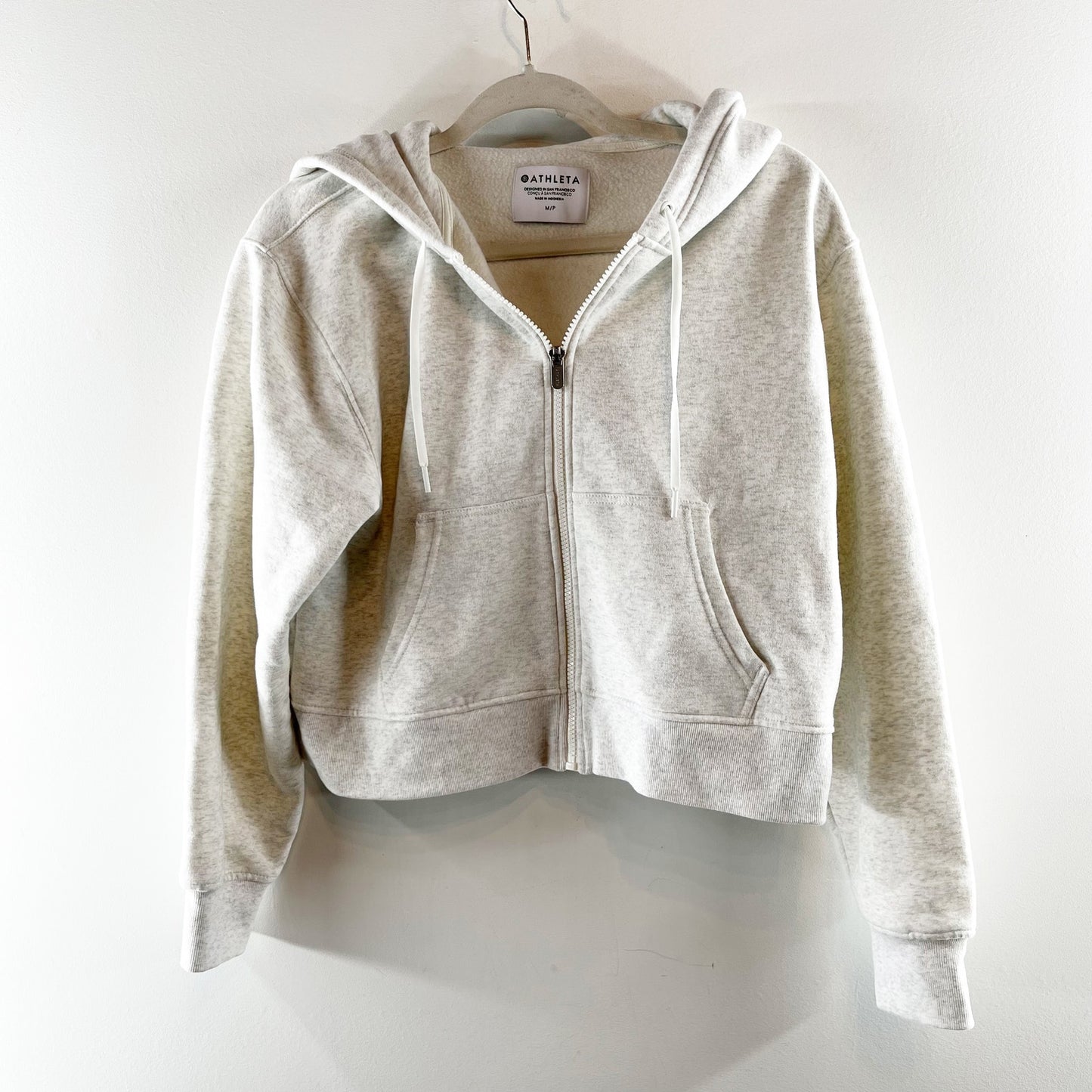 Athleta Forever Fleece Full Zip Hoodie Sweatshirt Gray Medium