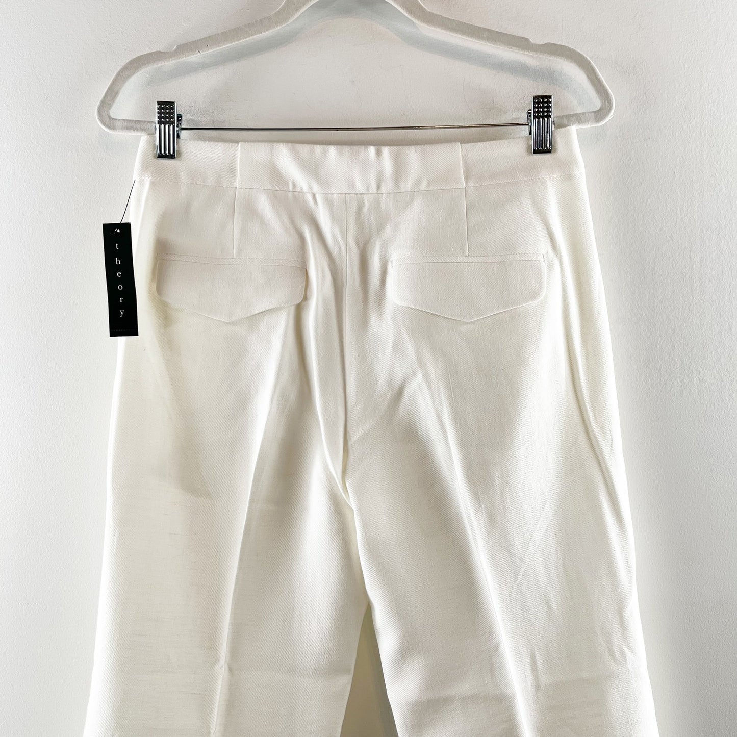 Theory Nayilla Sauve Stretch Linen Wide Leg Pants White 6