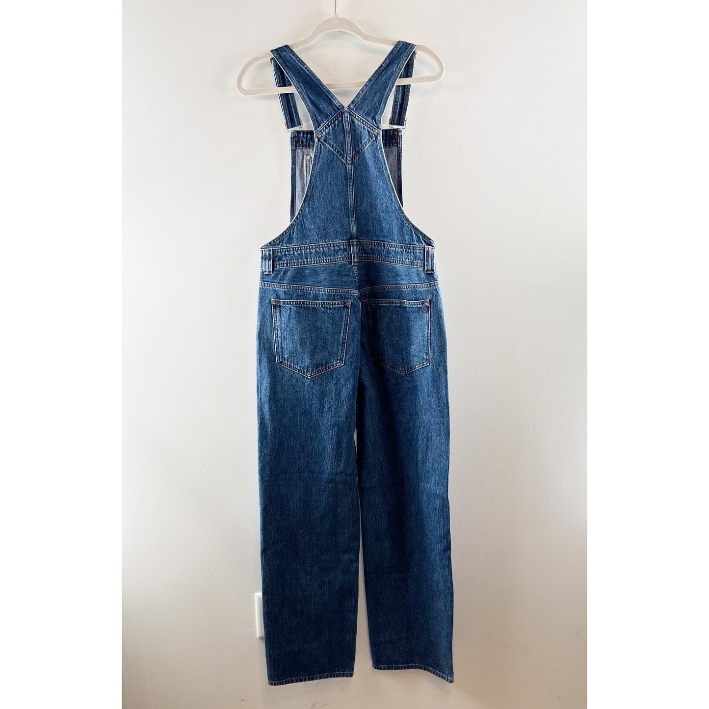 Madewell Low-Slung Straight Leg Denim Overalls Blue Small