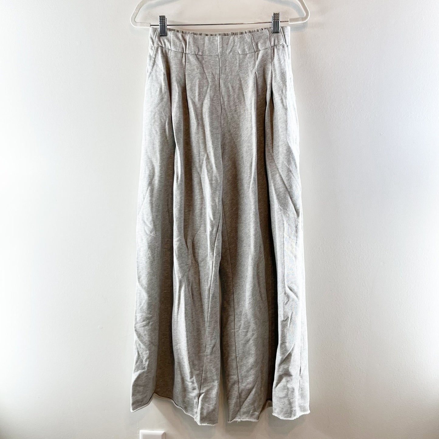 Aerie High Rise Street Trouser Pleated Wide Leg Sweatpants Gray Medium