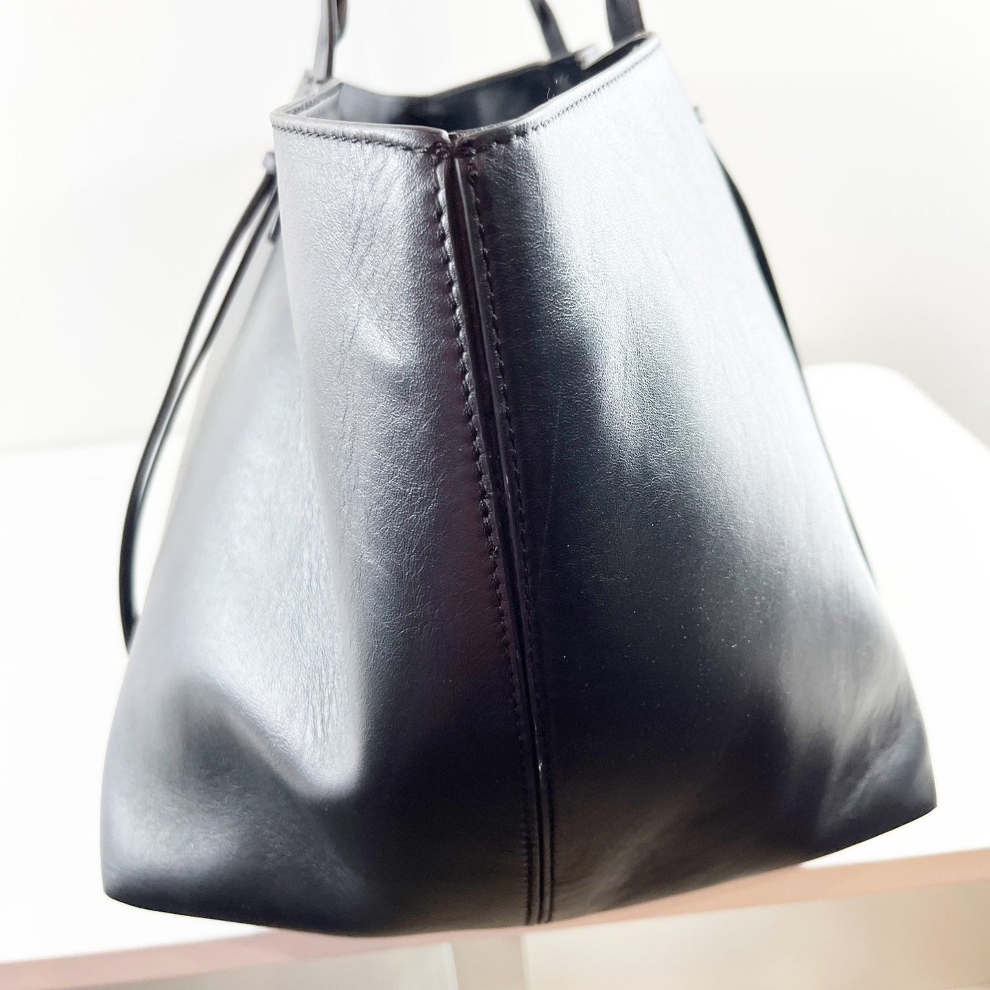 Banana Republic Leather East-West Tote Bag Purse Black Large
