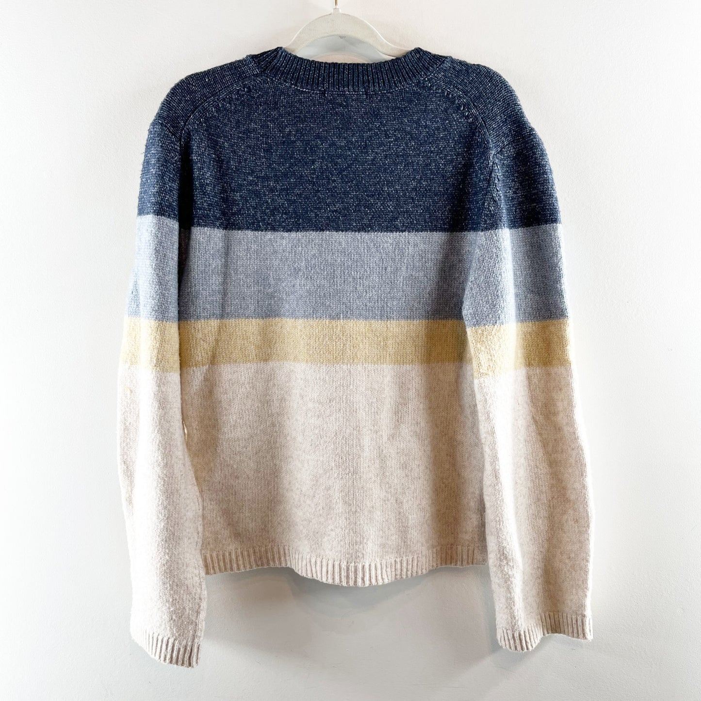 Z Supply Sawyer Striped Crewneck Pullover Sweater Blue Cream Medium
