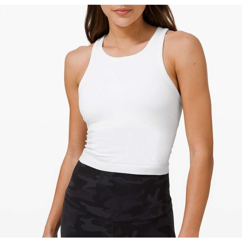 Lululemon Ebb To Street Racerback Ribbed Crop Tank Top White 6