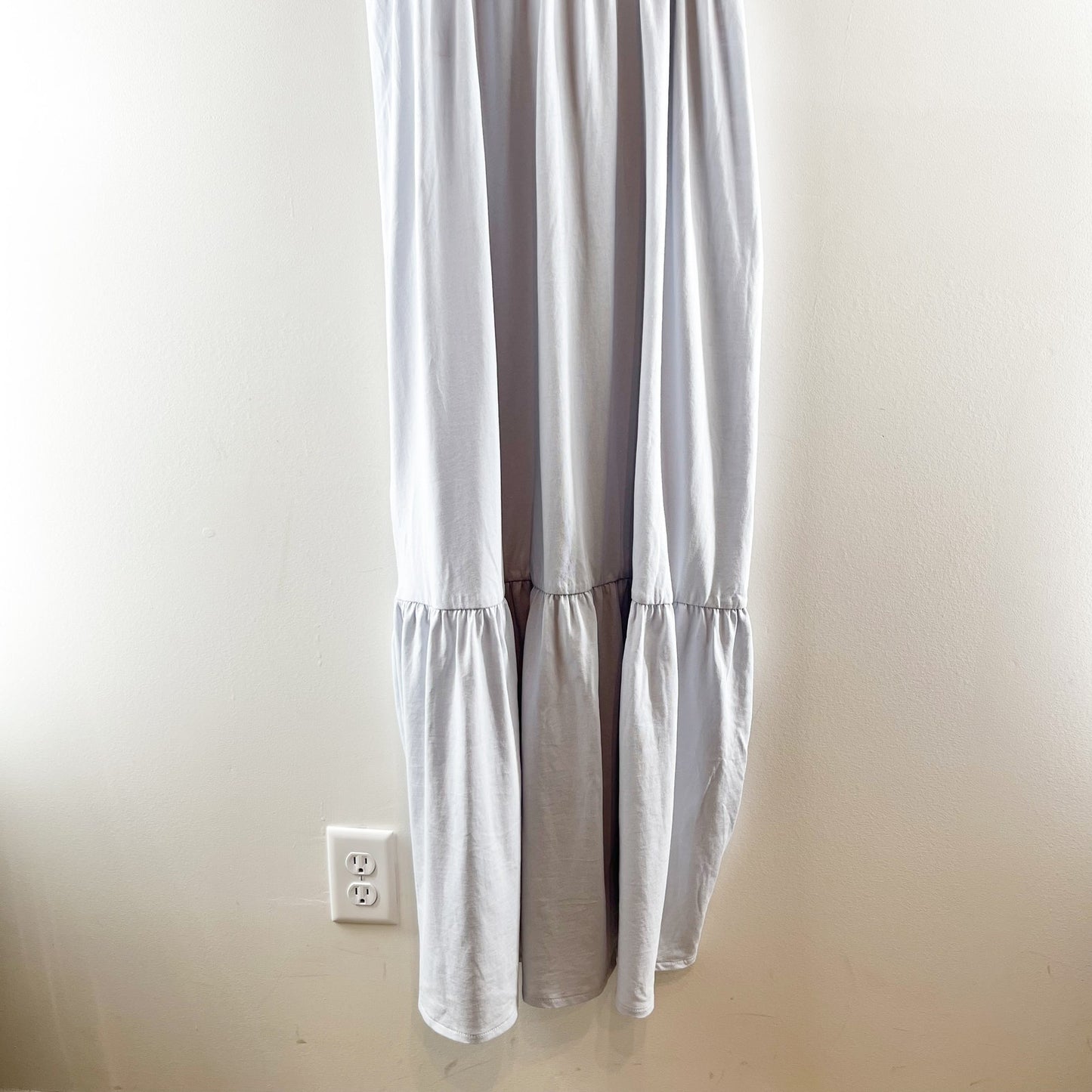 Zara Sleeveless Gathered Front Cotton Tiered Maxi Dress Light Baby Blue Large