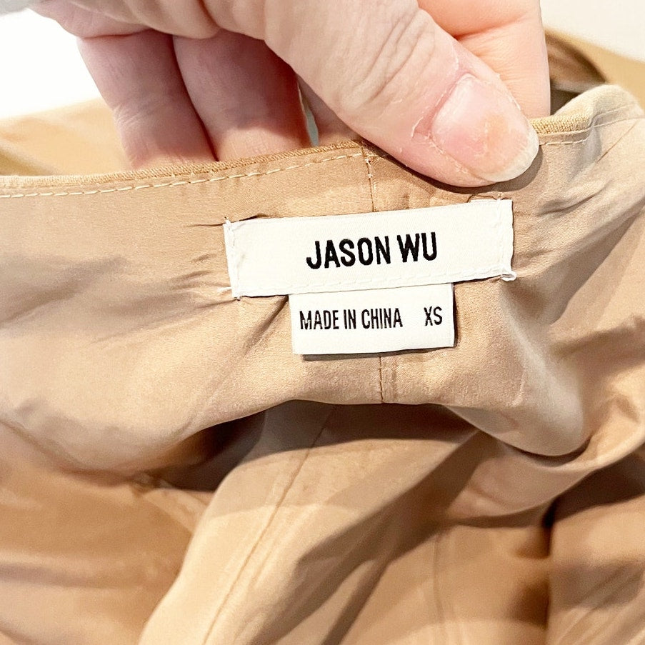 Jason Wu Halter V Neck Button Up Sleeveless Vest Camel Tan XS