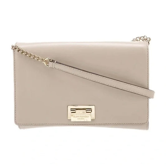 Kate Spade Fiona Leather Crossbody Flap Purse Bag Cream