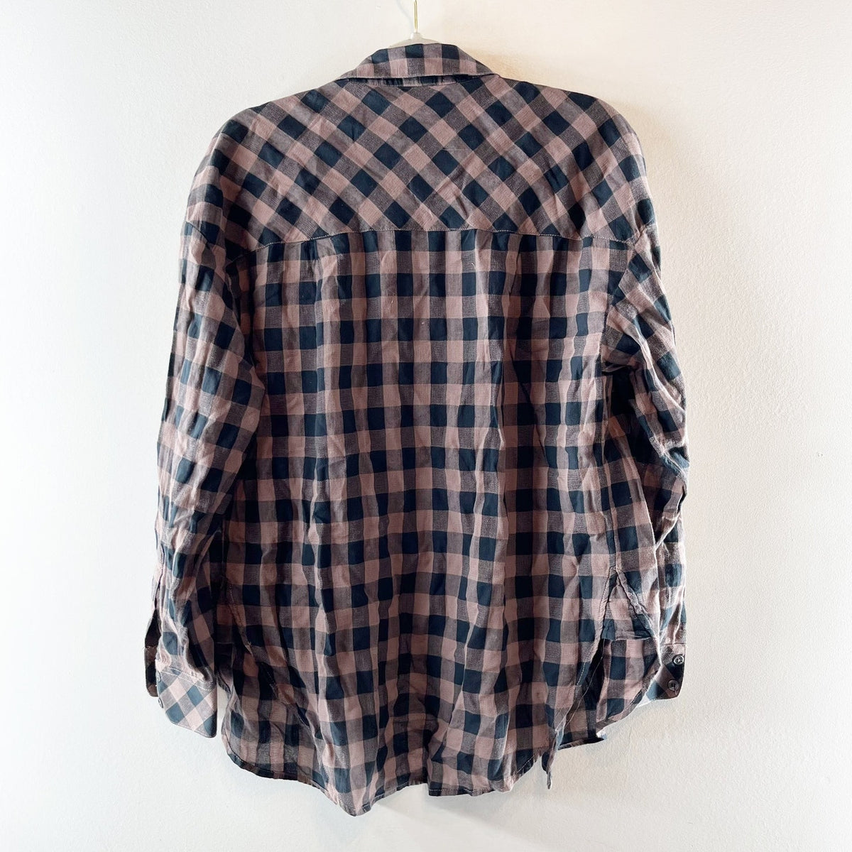 Sanctuary Plaid Buffalo Check Cotton Button Up Top Brown Black XS