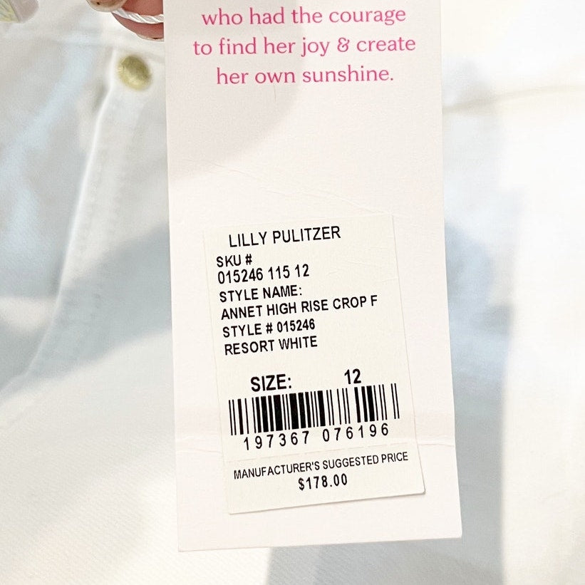Lilly Pulitzer Annet High Rise Crop Flare Jeans White 12