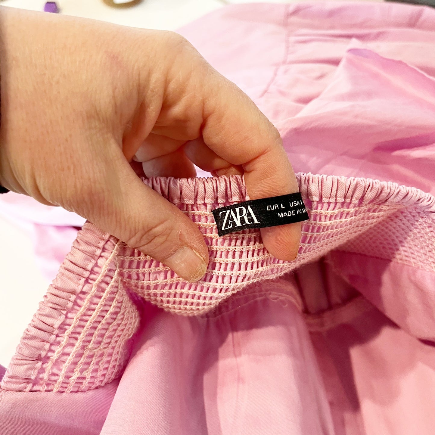 ZARA Tiered Poplin Ruffle Hem Pastel Midi Dress Pink Large