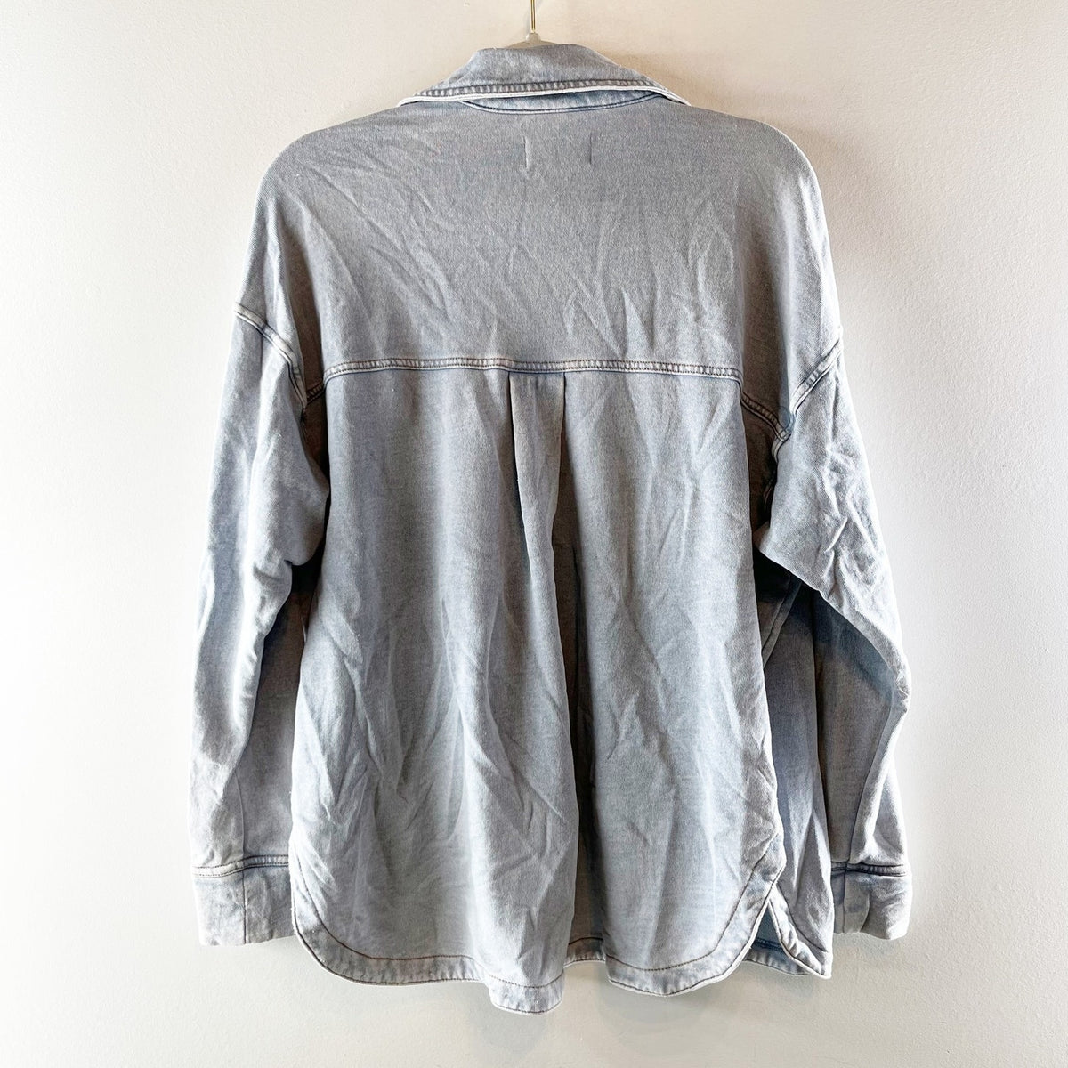 Z Supply All Day Long Sleeve Soft French Terry Knit Denim Jacket Light Blue XS