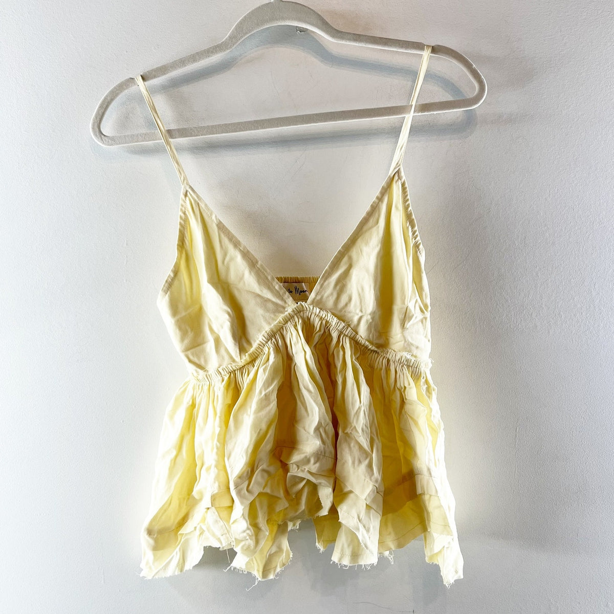 Sky to Moon V Neck Babydoll Handkerchief Hem Cami Tank Top Yellow Medium