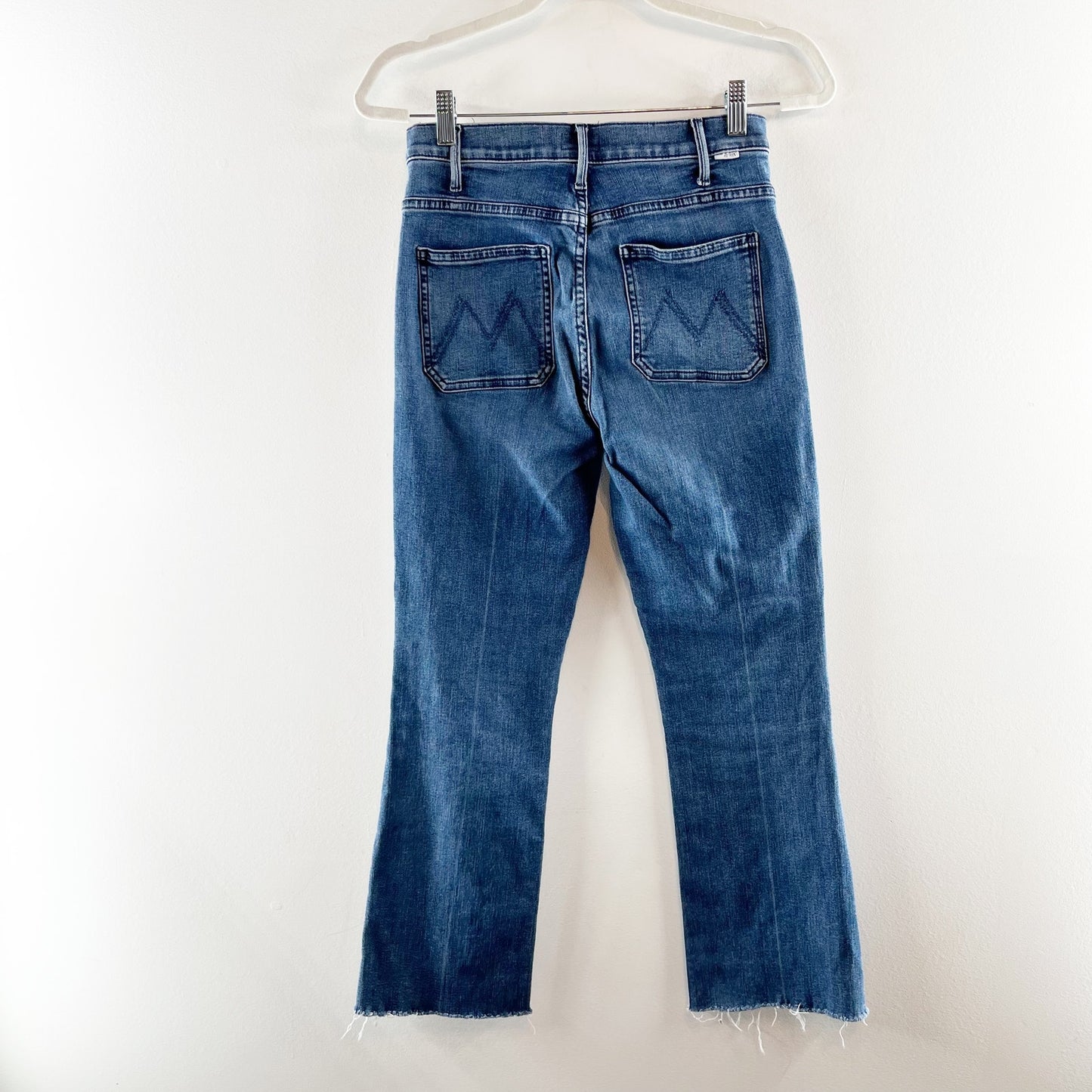 Mother Hustler Patch Pocket Ankle Fray Hem Flare Jeans Out for The Evening 27