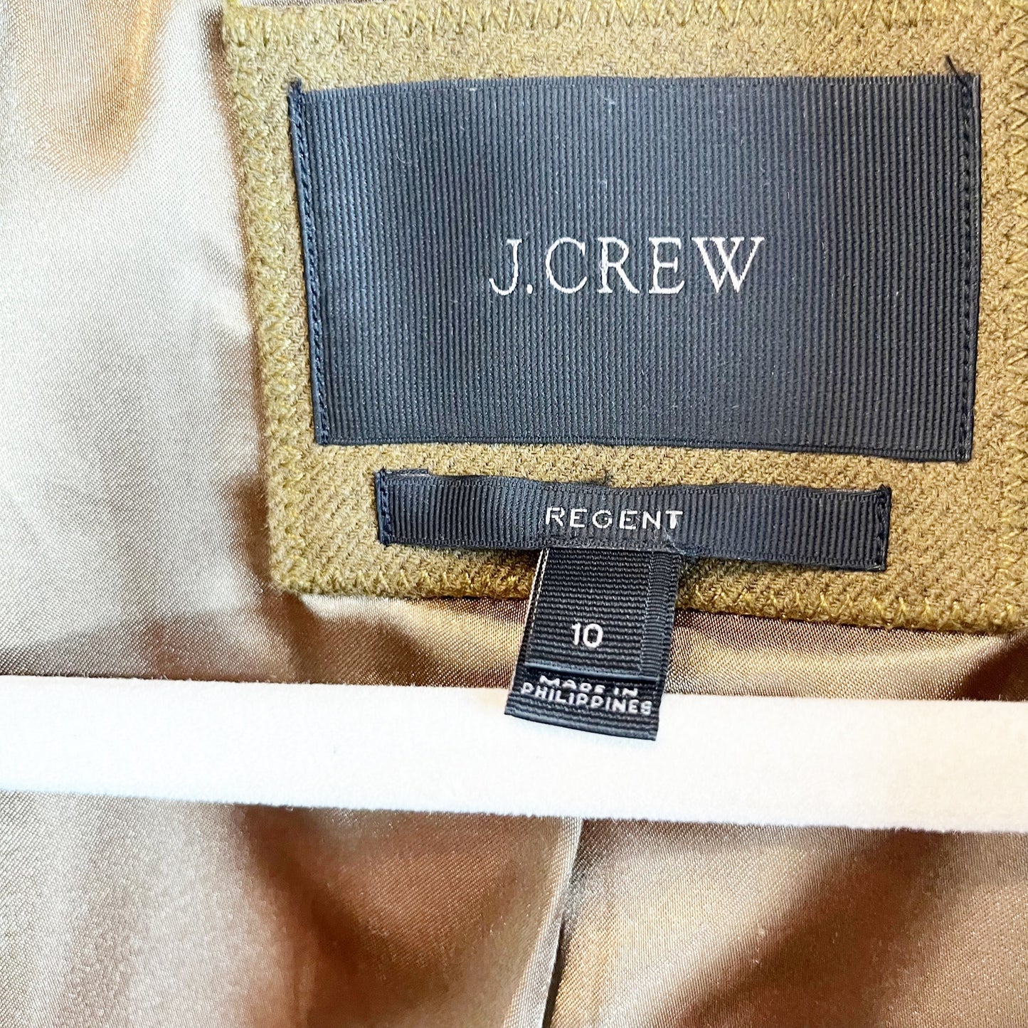 J. Crew Regent Long Sleeve Stand Collar Single Breasted Topcoat Heather Olive 10