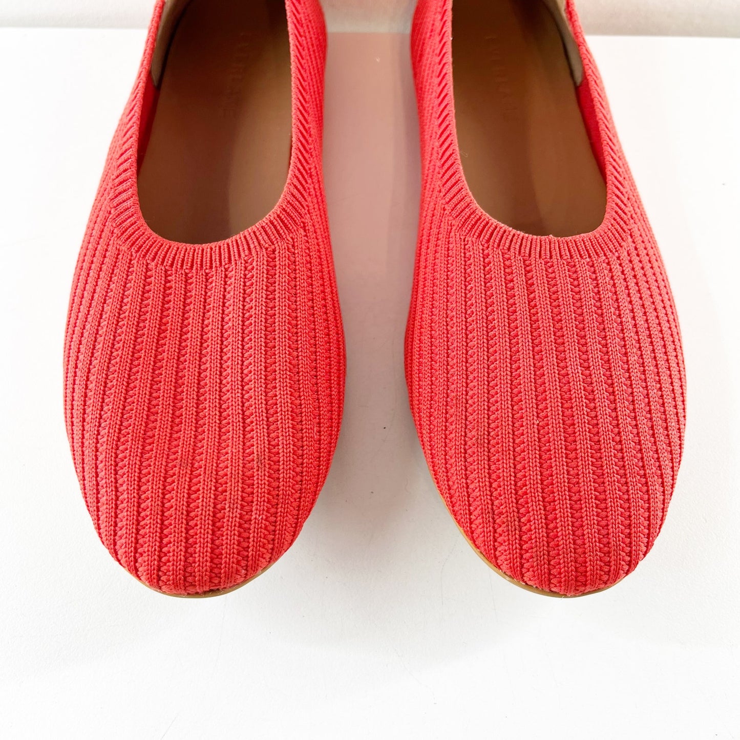 Everlane The Day Glove Knit Ribbed Ballet Flats Shoes Poppy Red 8