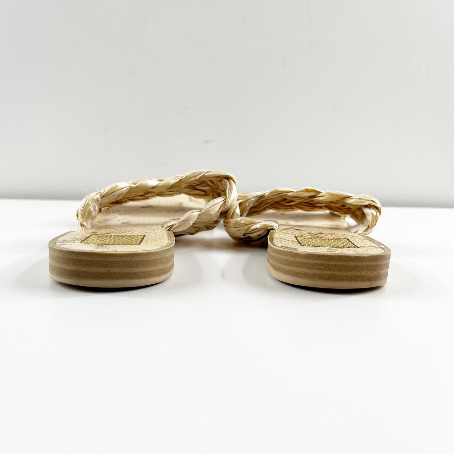 Dolce Vita Indy Slide Braided Raffia Sandals Natural Cream Ivory 8