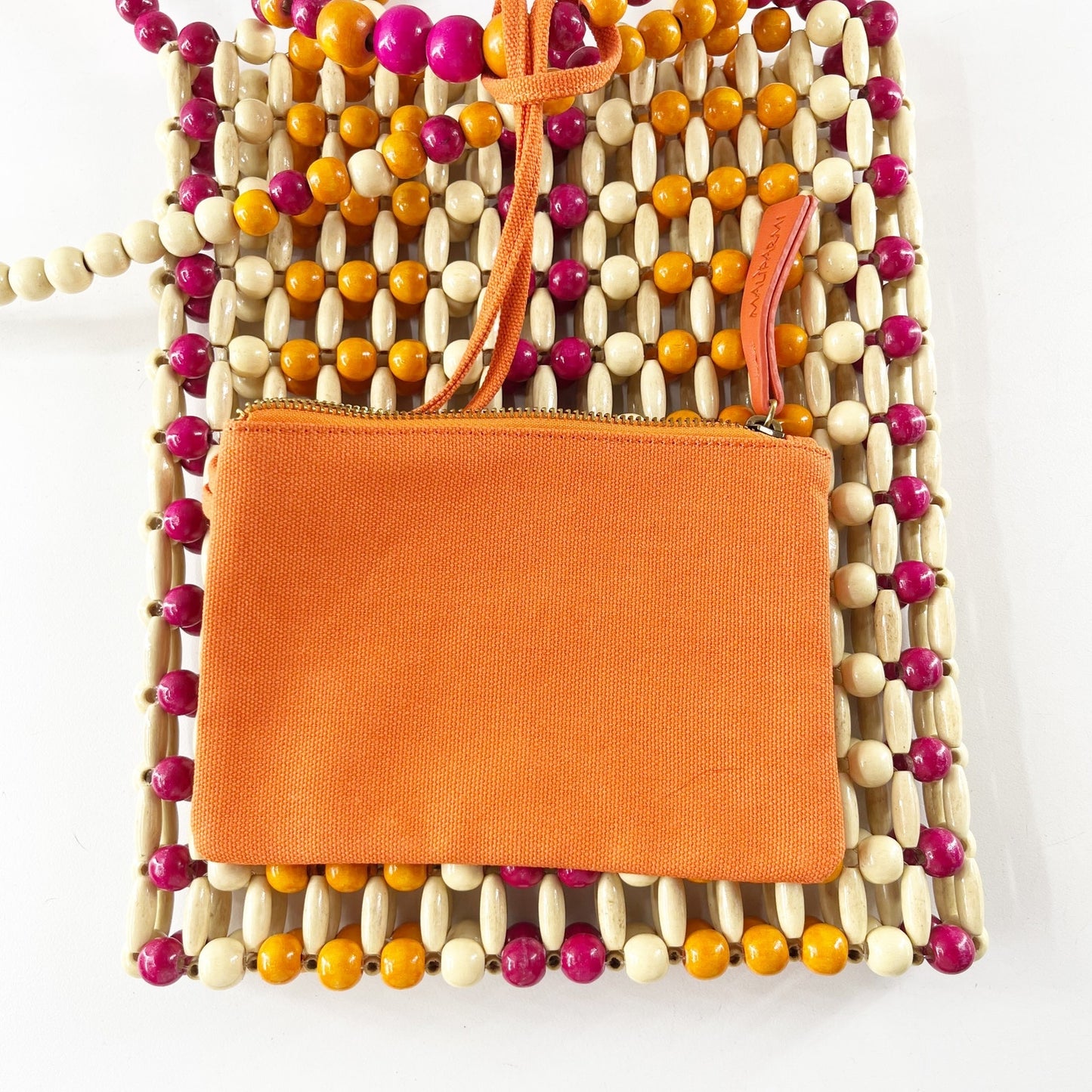 Maliparmi Crossbody Rectangle Beaded Bag Purse Purple Orange