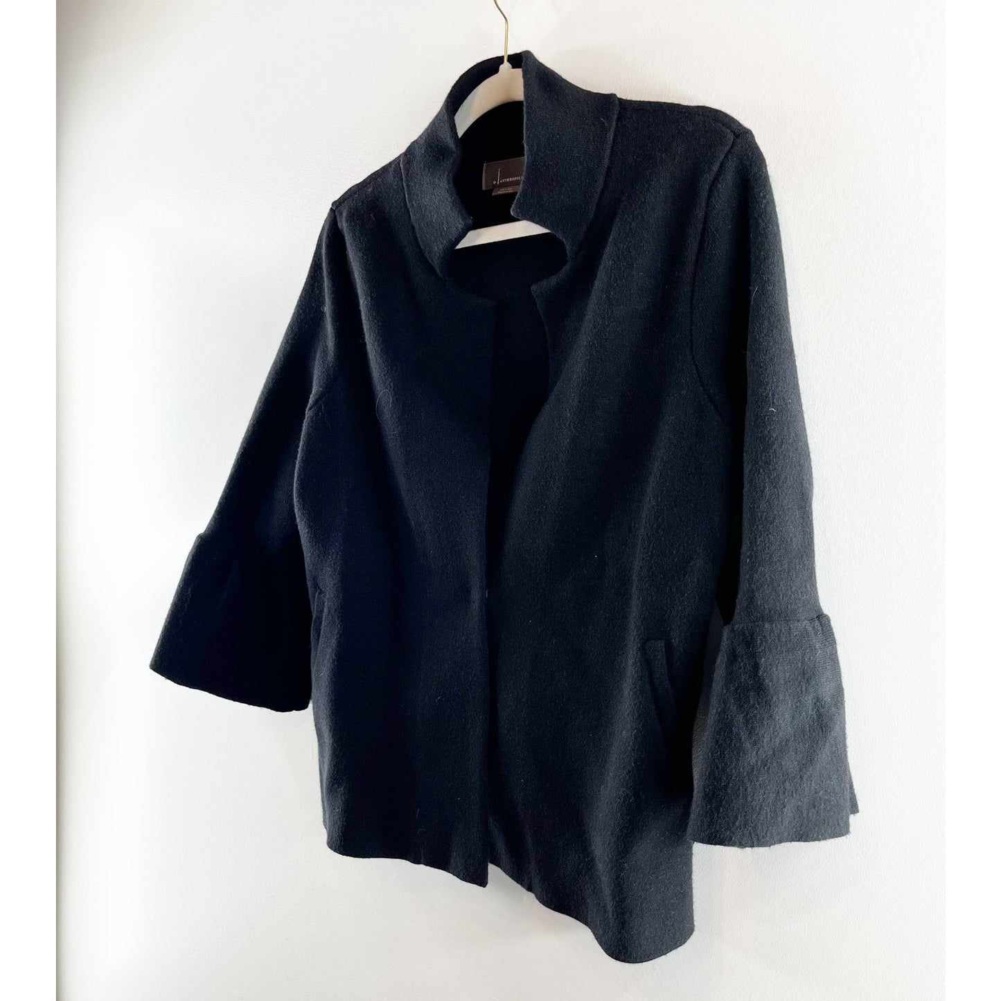 Anthropologie Blaise Soft Bell Sleeve Cardigan Jacket Black Medium