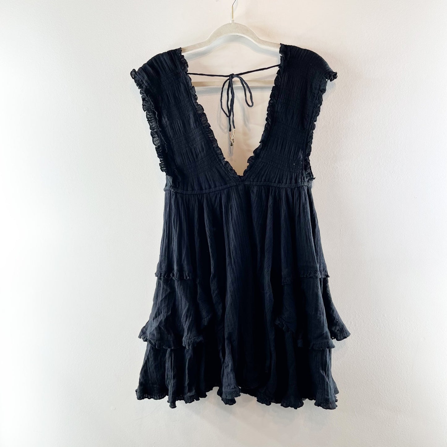 Free People Antoinette Endless Summer V Neck Mini Dress Black XS