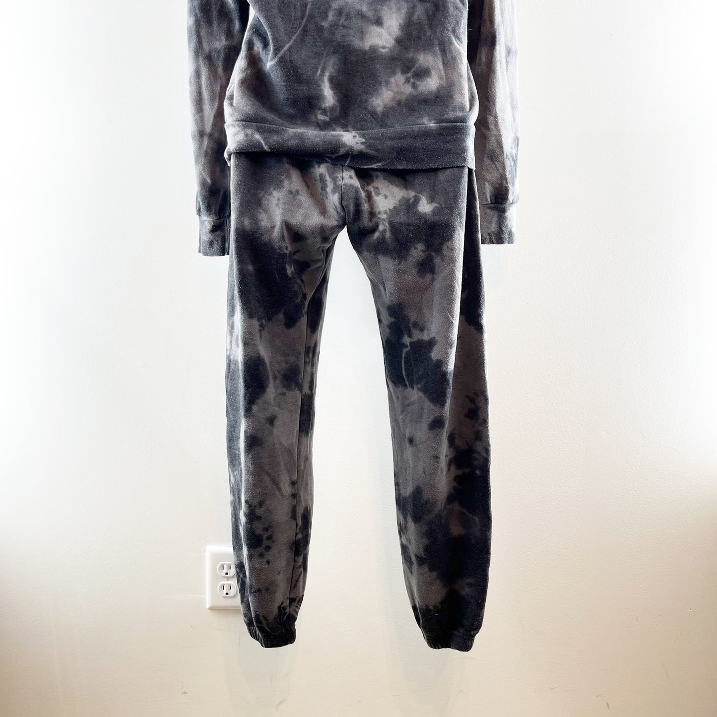 Aviator Nation Full Zip Jogger Tie Dye Sweatpants Hoodie Matching Set Gray Small