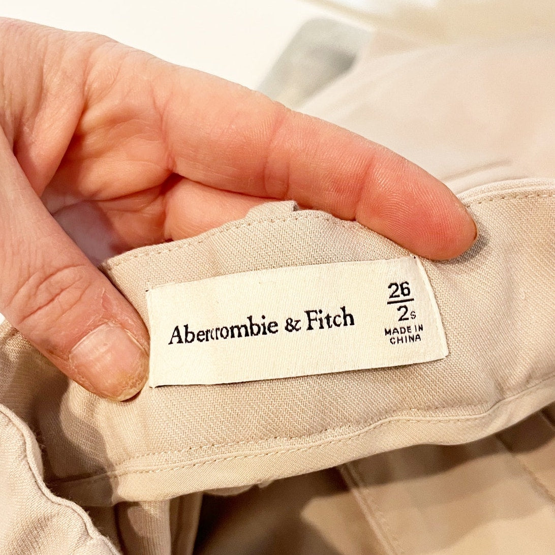 Abercrombie & Fitch Sloane High Rise Tailored Trouser Pants Khaki Tan 2 Petite
