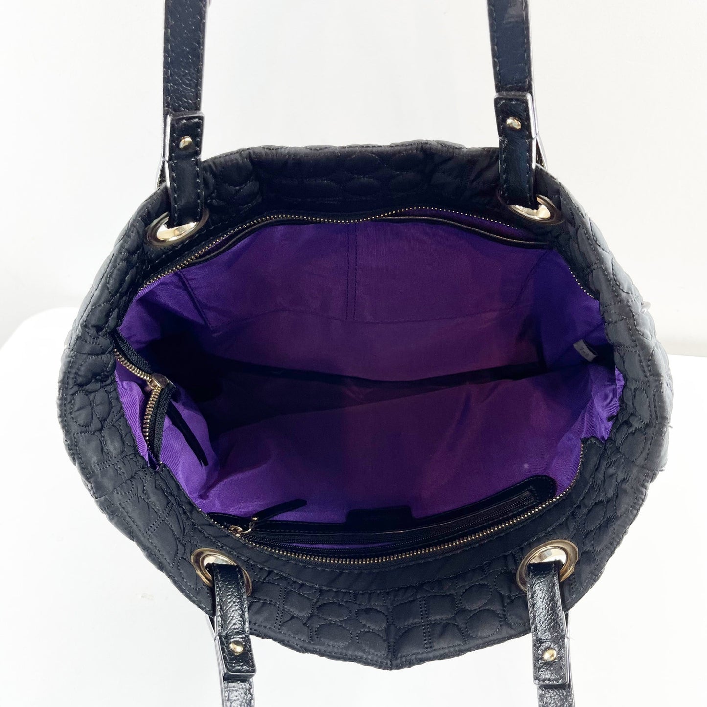 Kate Spade Quilted Leather Handle Tote Bag Purse Black
