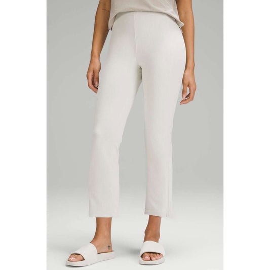 Lululemon Ribbed Softstreme Zip-Leg High-Rise Cropped Pants 25" Bone Cream 4