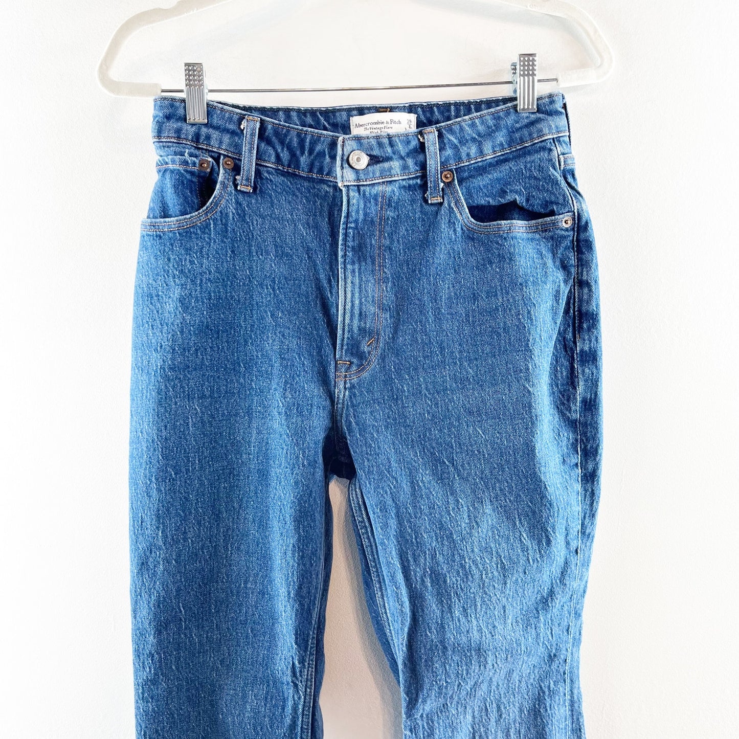 Abercrombie High Rise Vintage Flare Jeans Curve Love Dark Wash Blue 8 Short