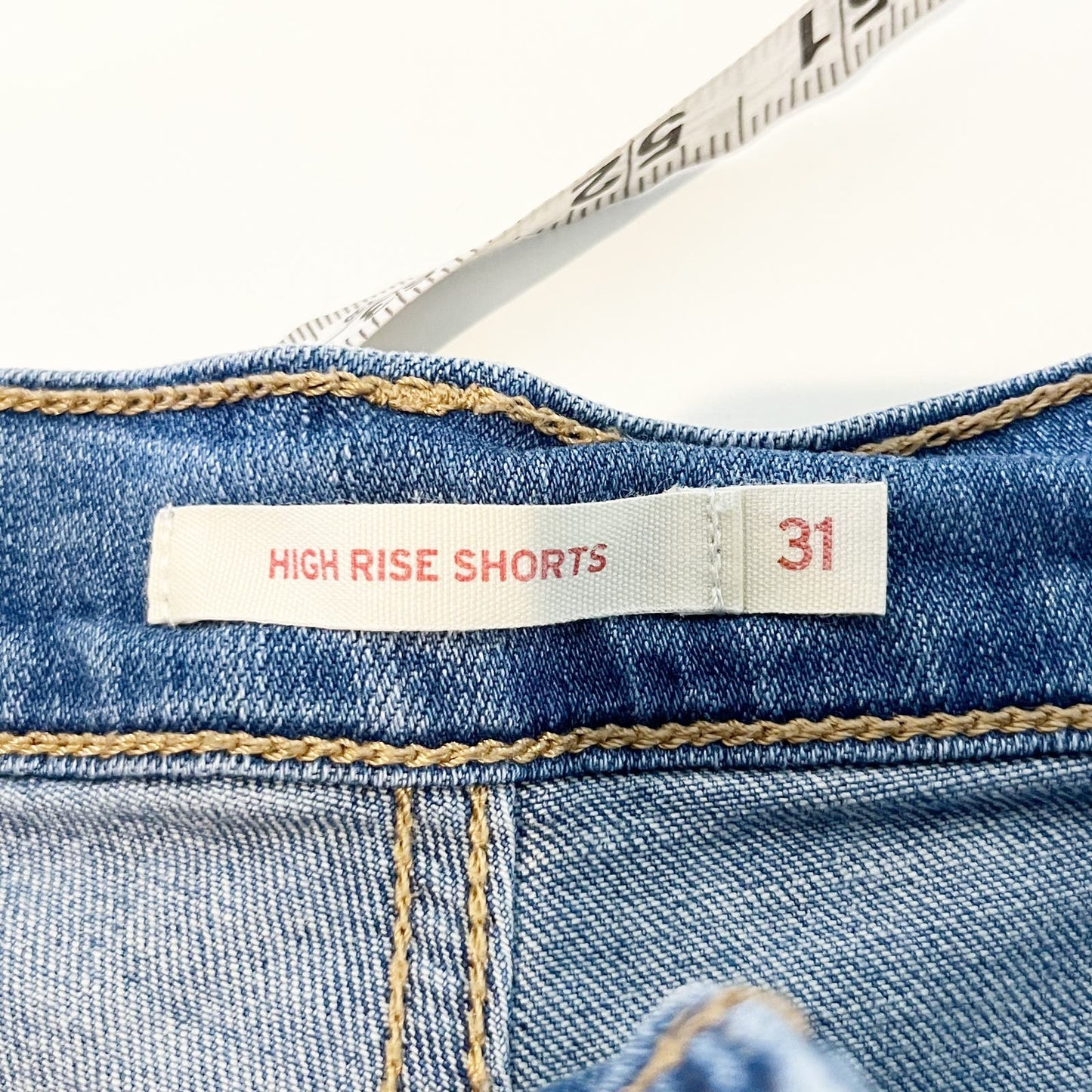 Levi's High Rise Stretch Cutoff Distressed Denim Jean Shorts Blue 31 / 12