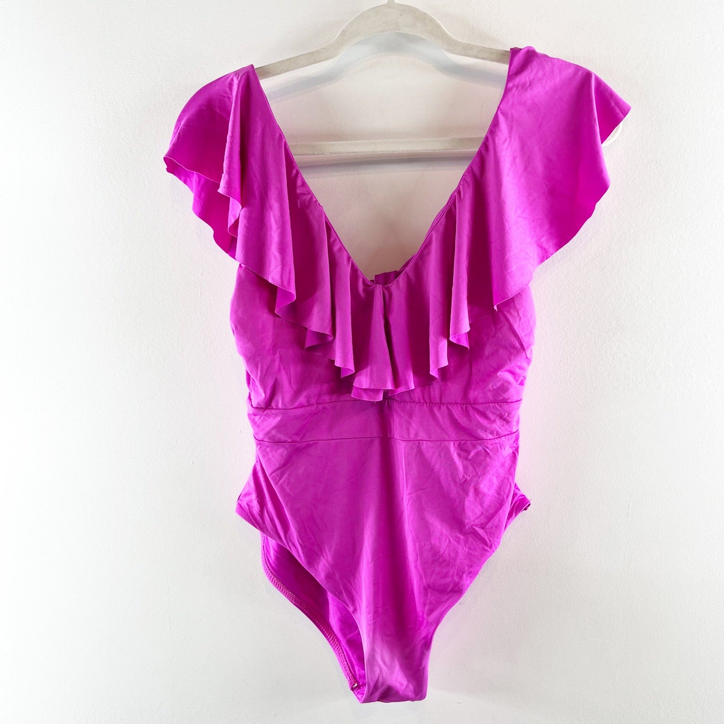 Trina Turk Swim Monaco Solids Ruffle V-Neck One Piece Swimsuit Stargazer Pink 6