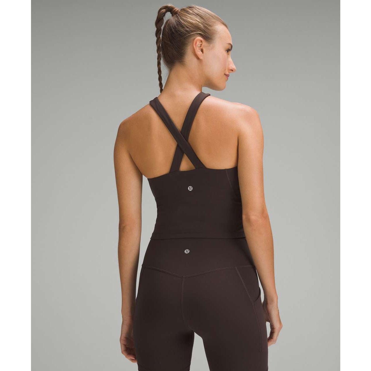 Lululemon Align Keyhole Halter Cropped Tank Top Espresso Brown 4