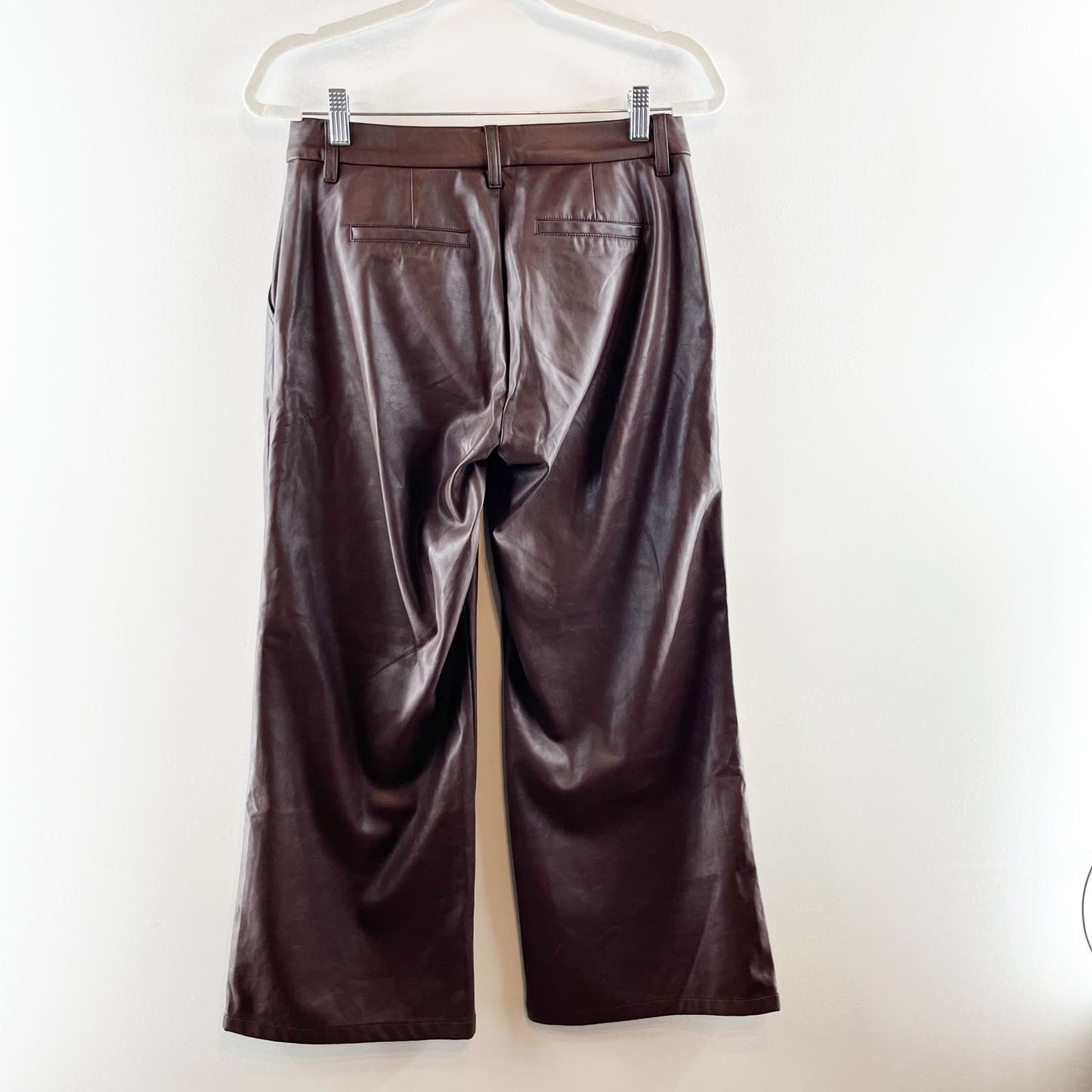 Kut From The Kloth Aubrielle Wide Leg Vegan Faux Leather Trouser Pants Brown 4