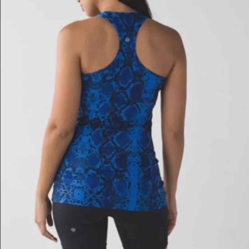 Lululemon Cool Racerback Tank Top Mini Ziggy Snake Pipe Dream Blue Small