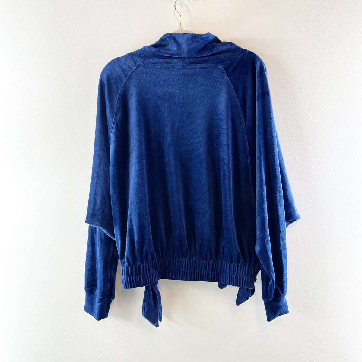 Daily Practice x Anthropologie Side-Tie Velvet Pullover Sweater Cobalt Blue S