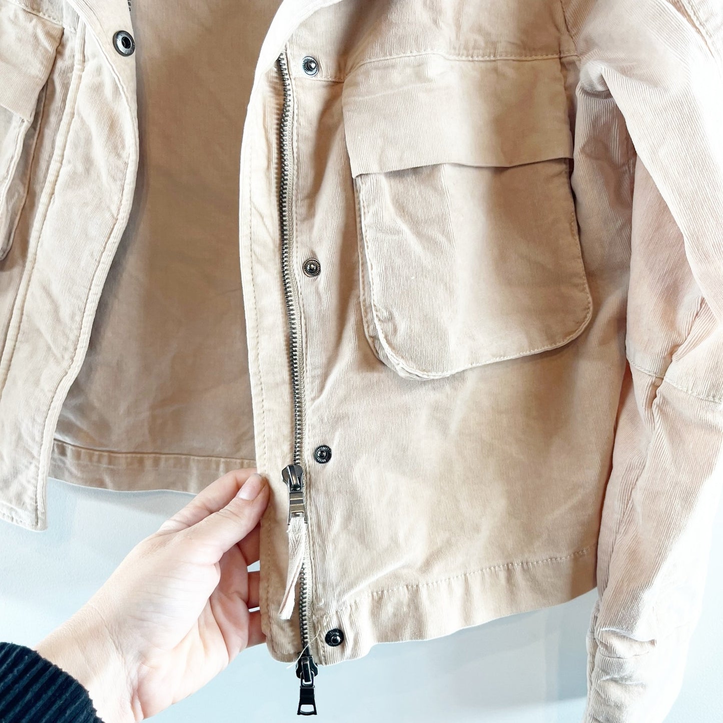 Evereve Corduroy Camp Utility Jacket Tan Beige XS