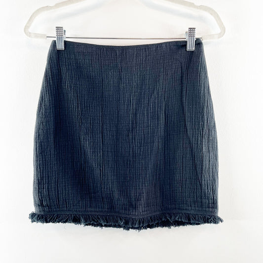 Madewell Hideaway Fringe Hem Gauze Cotton Mini Skirt Black 0