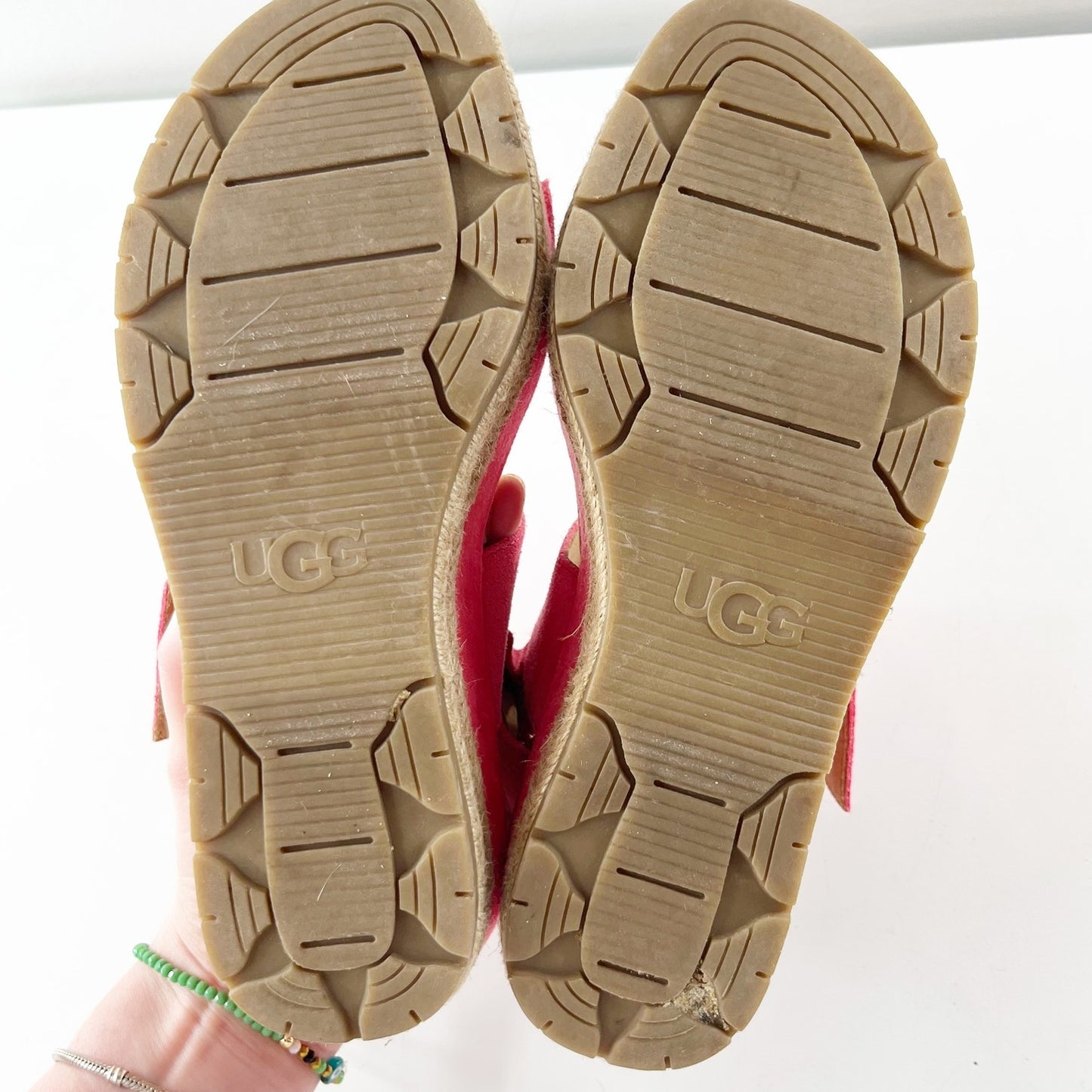 UGG April Espadrille Suede Platform Shoes Sandals Pink 6.5