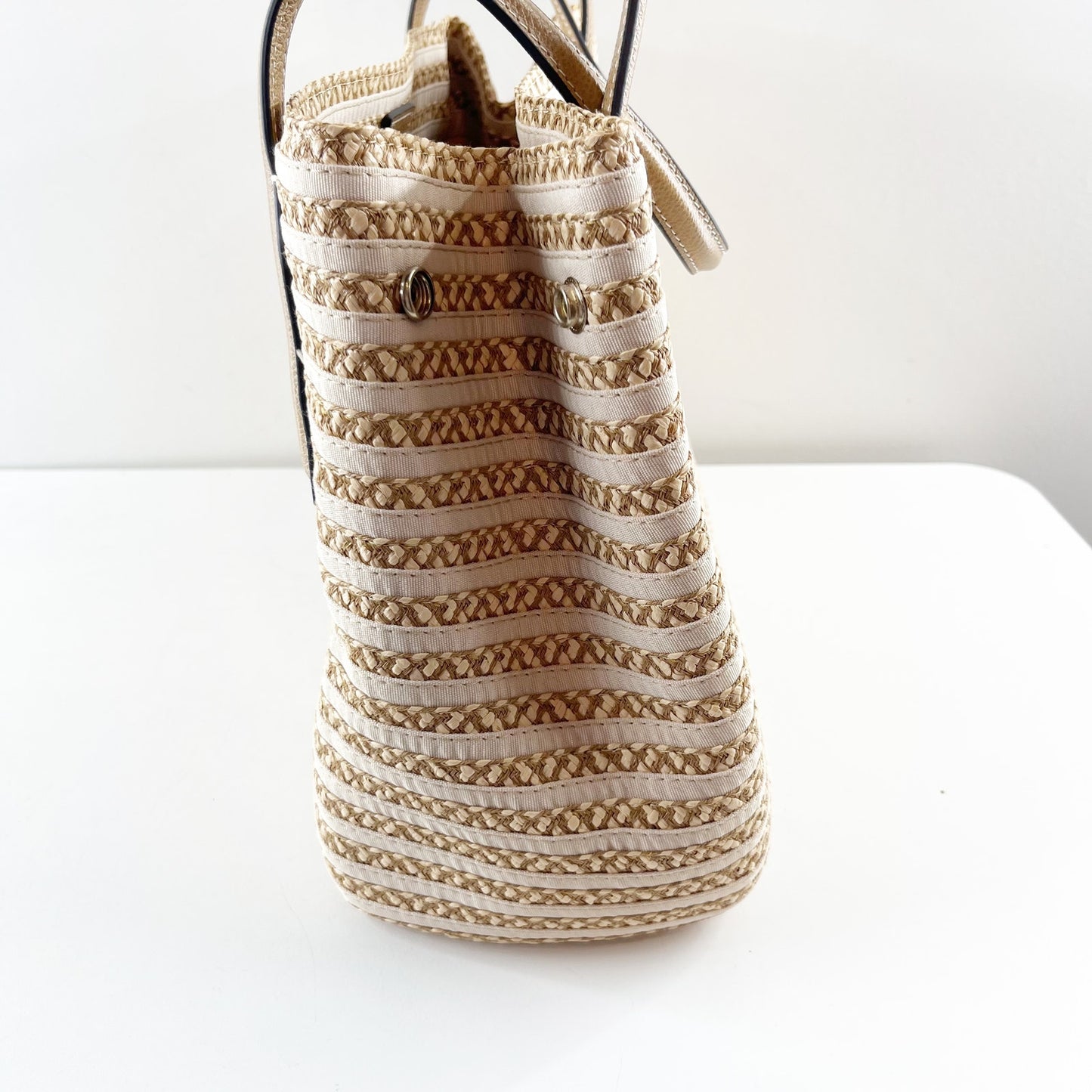 Eric Javits Squishee Isla Straw Bag Peanut Beige Tan