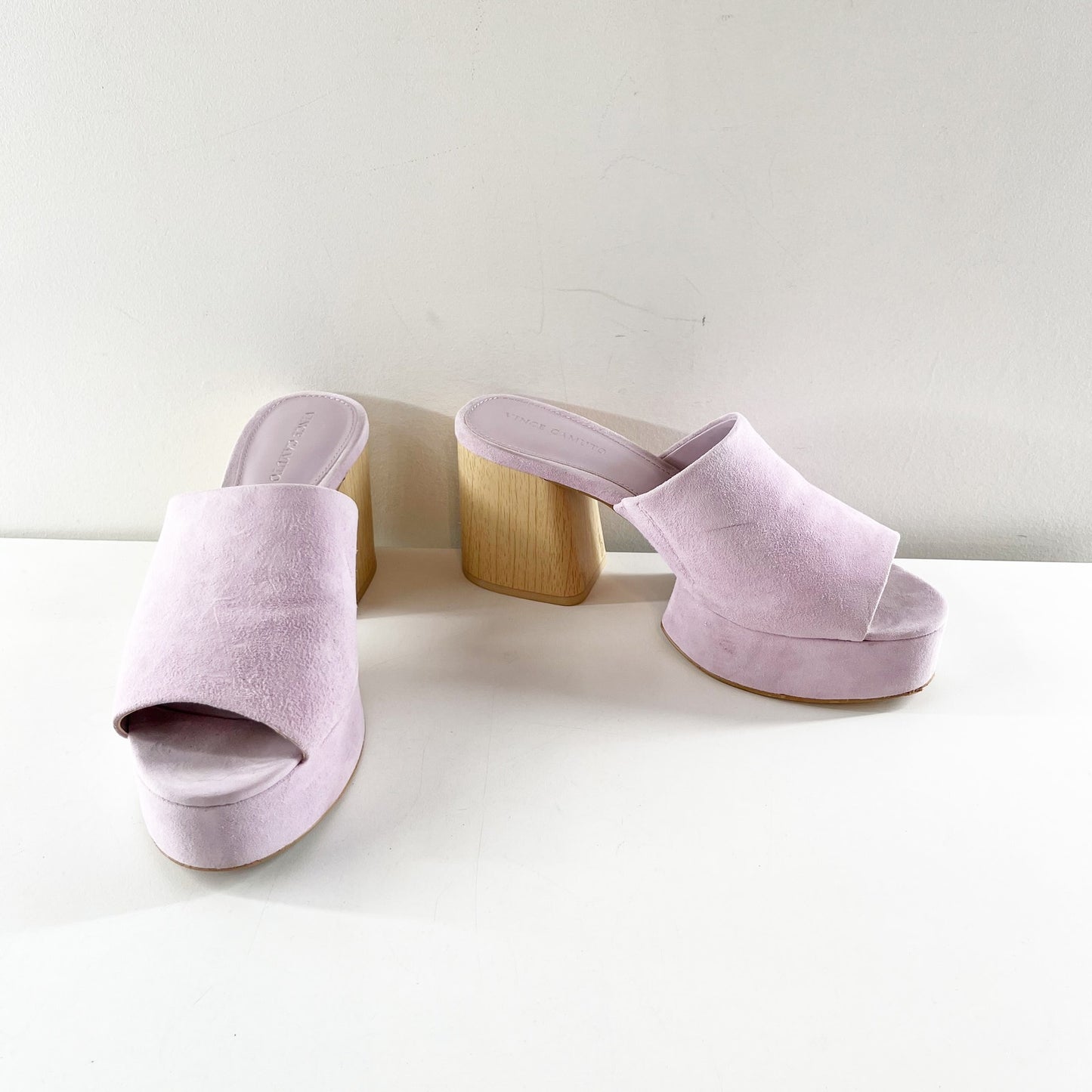 Vince Camuto Feshania Platform Mule Slide Block Heel Sandals Lavender Haze 7
