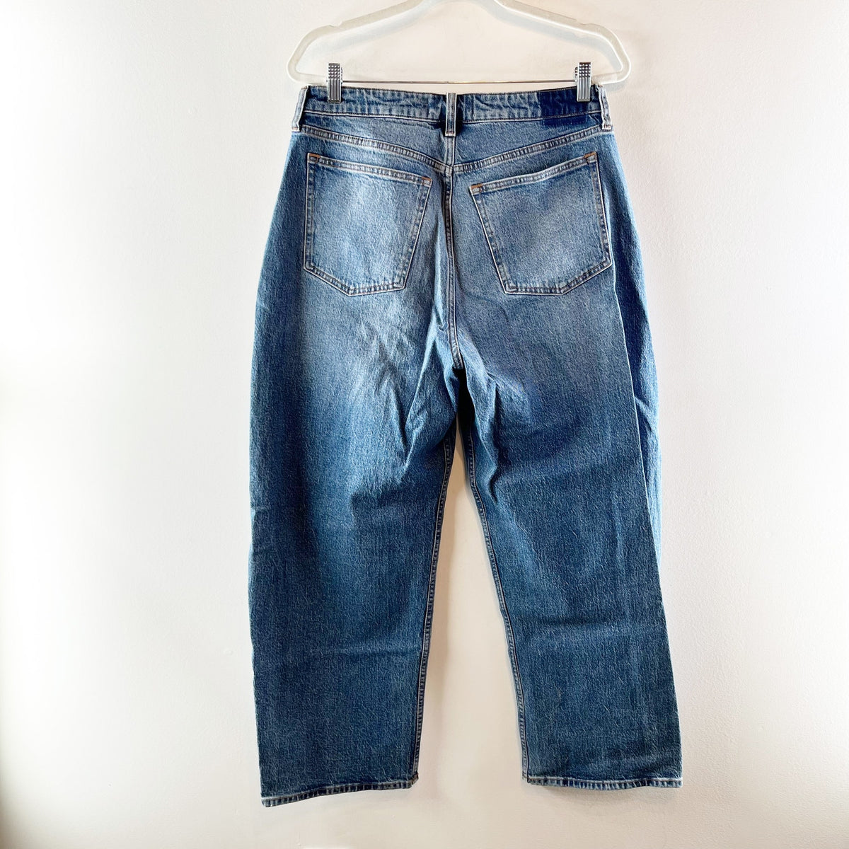 Abercrombie High Rise Curve Love Barrel Jeans Medium Wash Blue 30