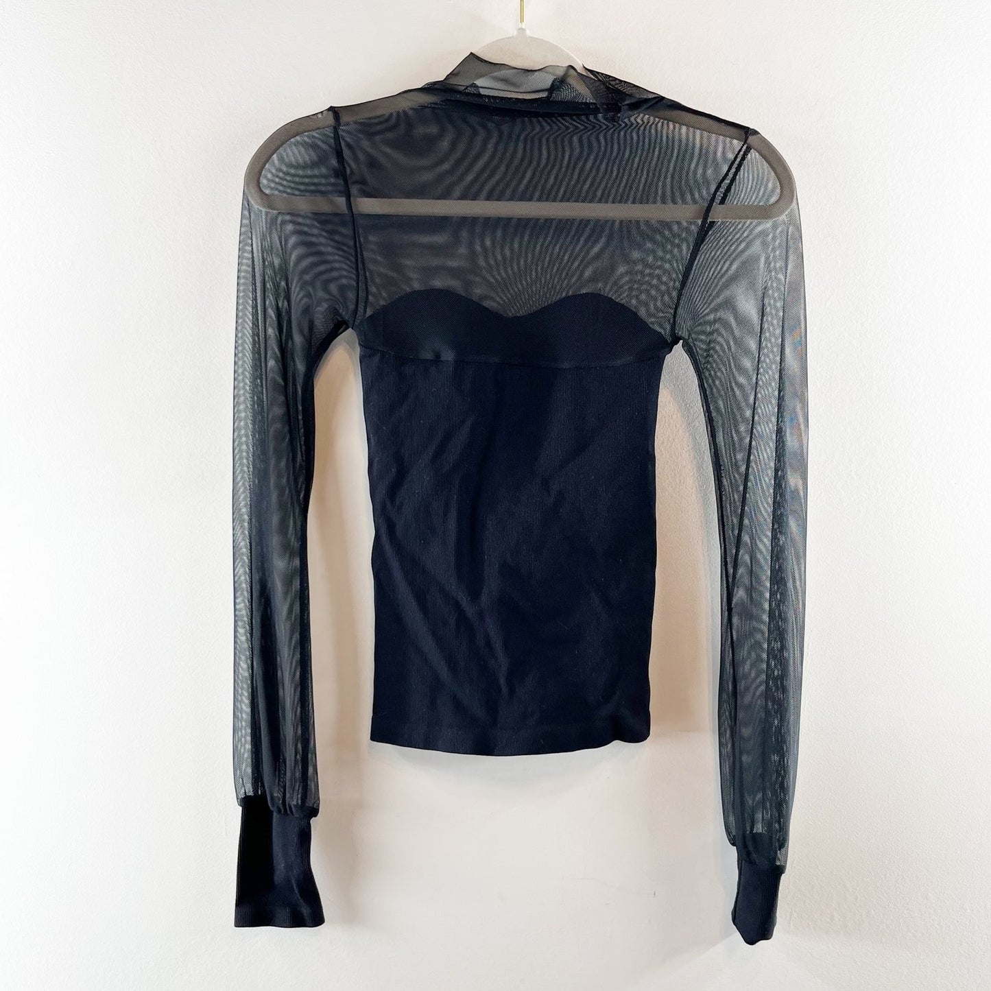 Free People Light Up Layering Long Sleeve Sheer Top Black XS / S