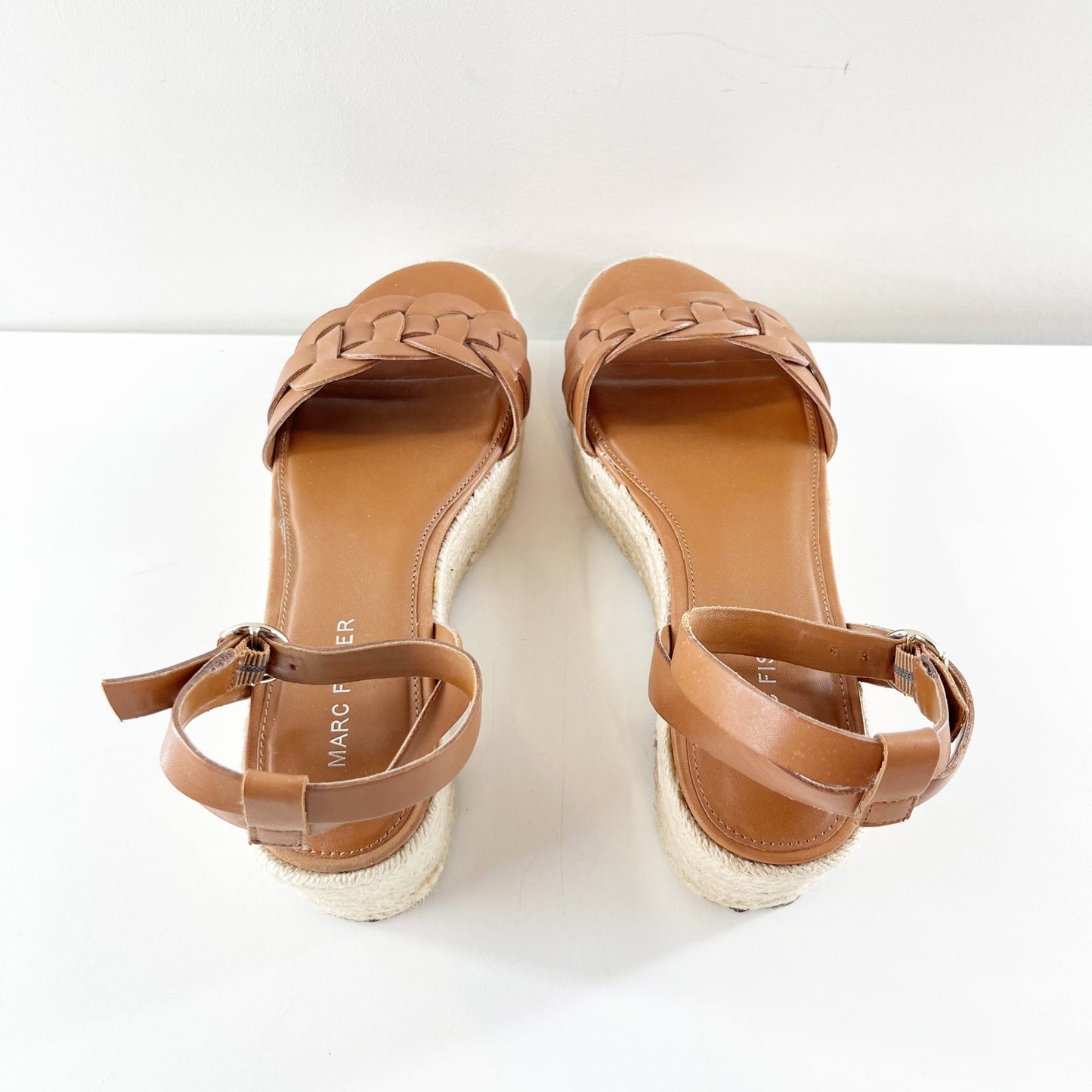 Marc Fisher Jinky Platform Espadrille Sandal Shoes Brown 7.5