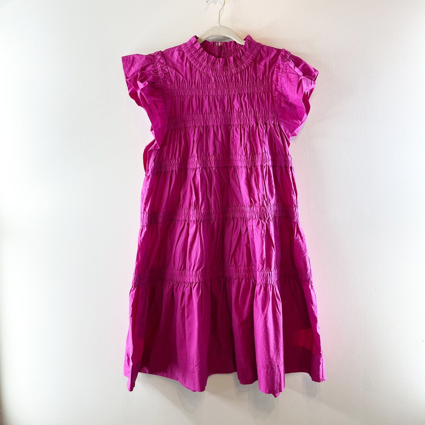 Sea New York Steph Cotton Flutter Sleeve Mini Tunic Dress Rose Pink XL