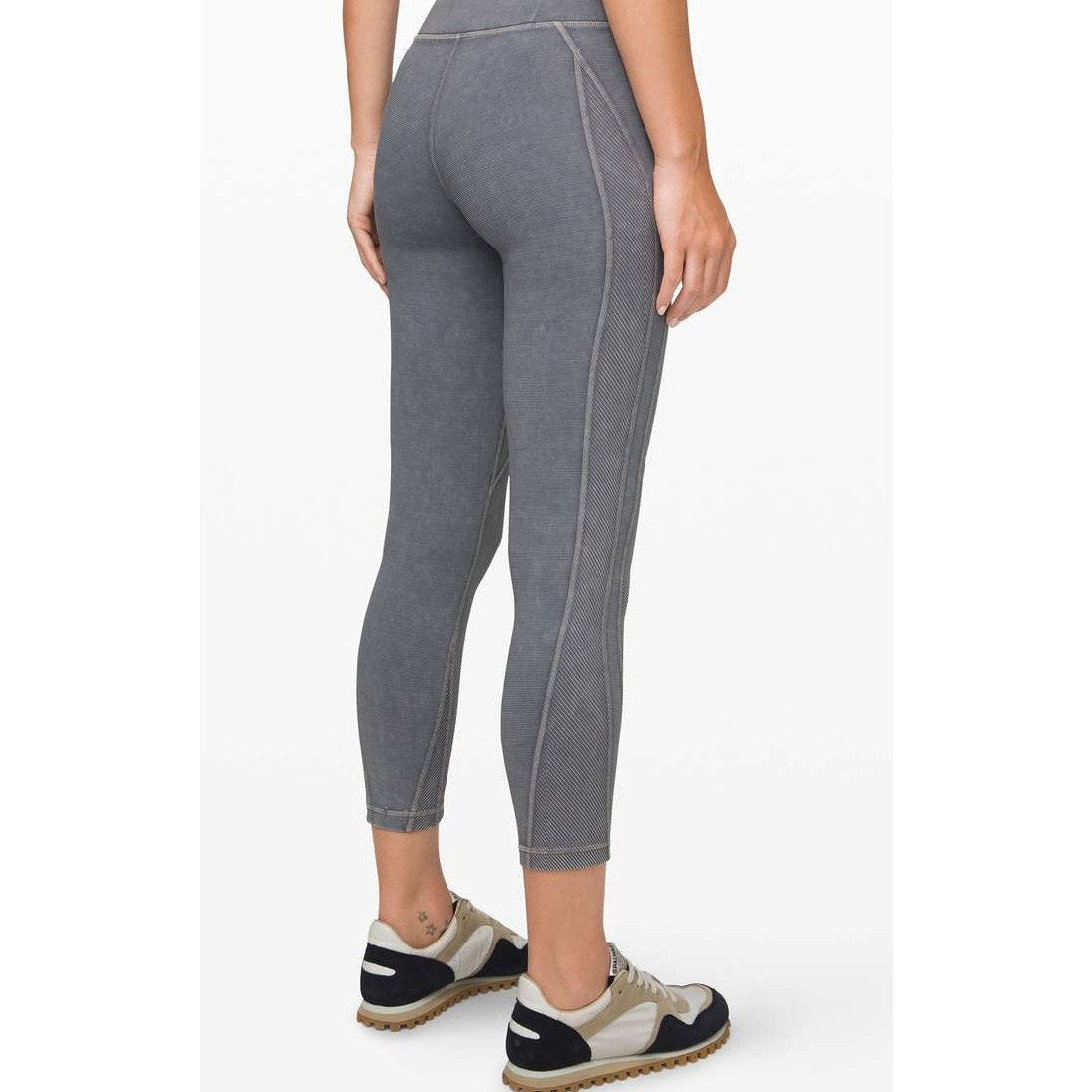 Lululemon Wunder Under Crop Leggings 23" Ribbed Snow Washed Luna Blue Gray 6