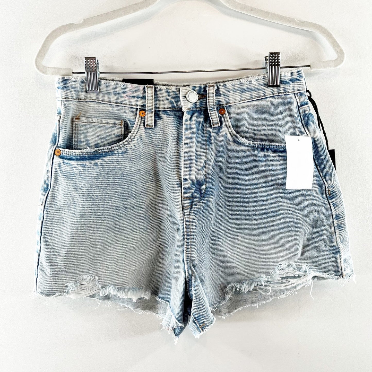 Blank NYC The Reeve Ultra High Rise Jean Distressed Cutoff Shorts Blue 27