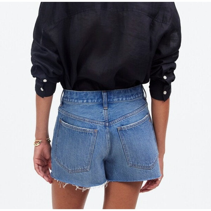 Madewell Relaxed Denim Jean Shorts Kelton Wash Raw Hem Edition Blue 29
